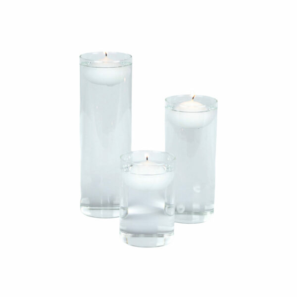 Trio de photophores / Vases transparents de table