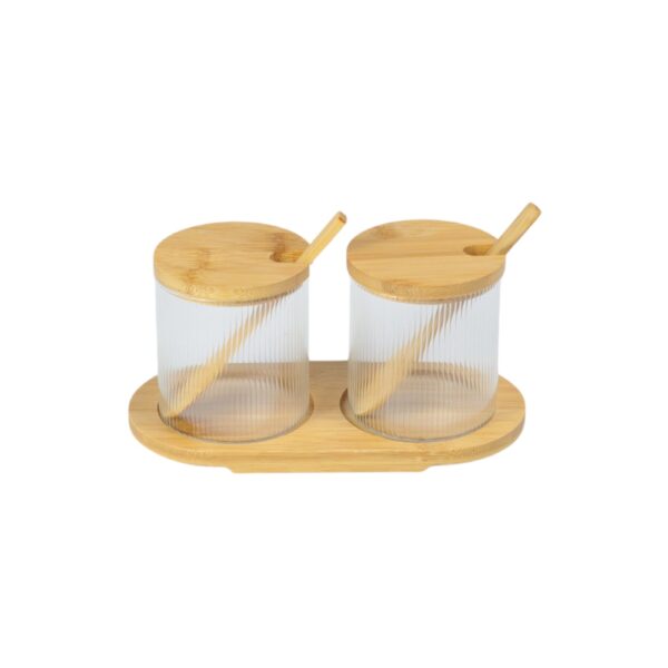 Ensemble de service en bambou et verre