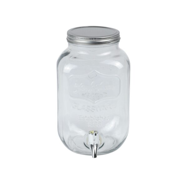 Fontaine à boisson en verre - couvert métal 3,5 L