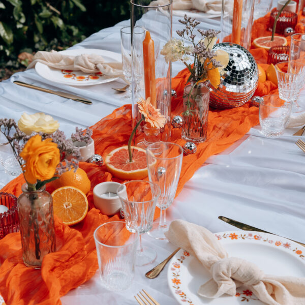 Chemin de table orange 90x300
